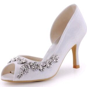 Peep toe bridal heel pumps- satin